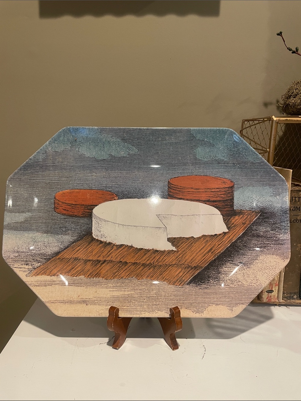 Decorative Blue and Brown Serveware Platter